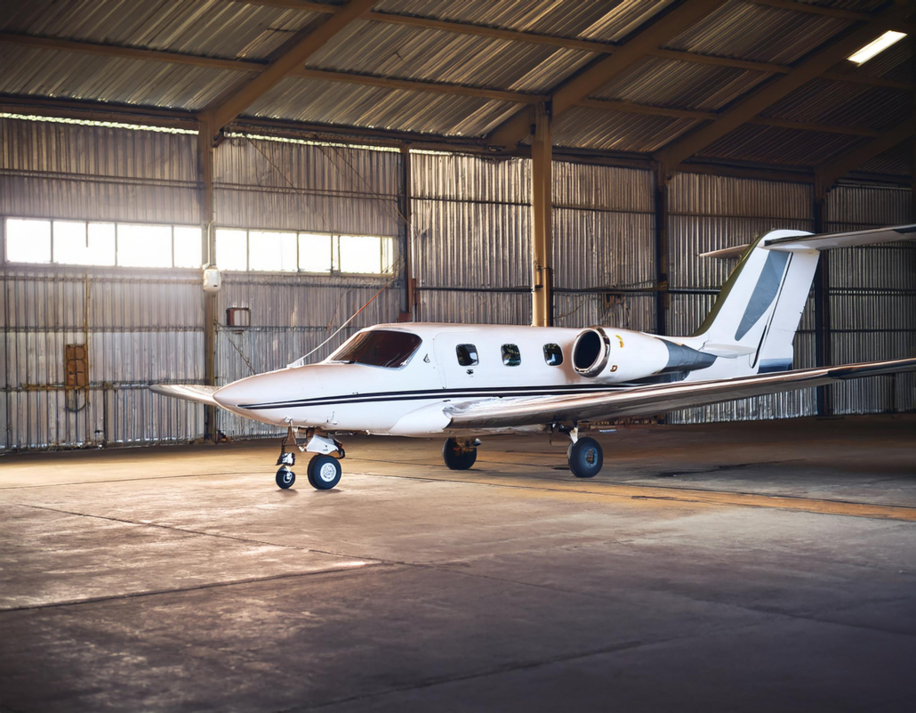 private-airplane-parked-hangar